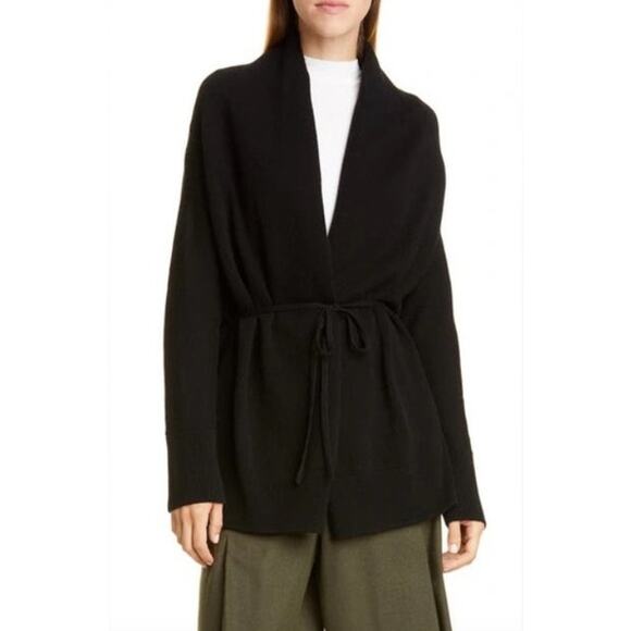 Vince Belted Wool Cashmere Cardigan Sweater Black XL - Picture 1 of 7